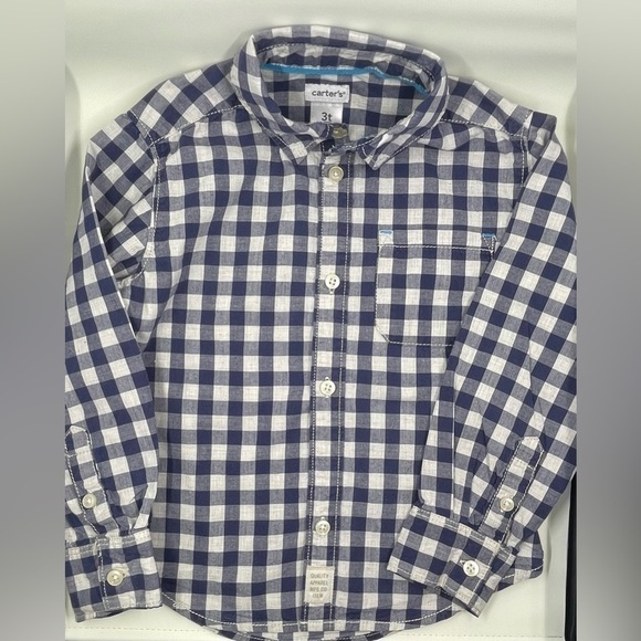 CARTER’S 3T Button Down Shirt in a Blue Checked Pattern - Picture 1 of 6